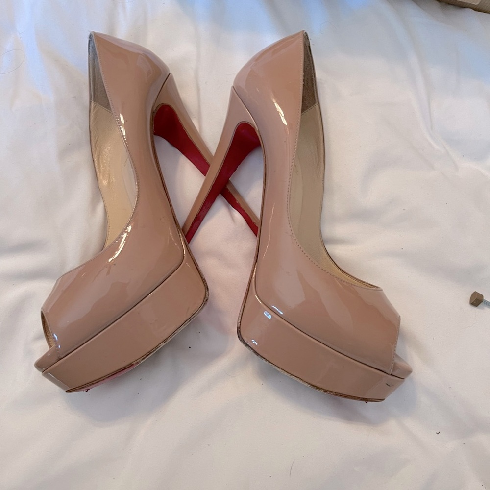 Christian Louboutin Lady Peep 150 patent calf nude 37.5